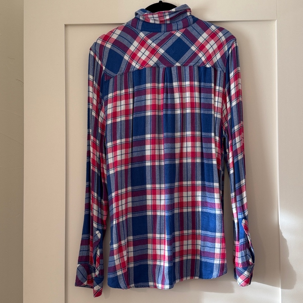 Rails Red m, White and Blue Plaid Shirt Sz L - Picture 4 of 4